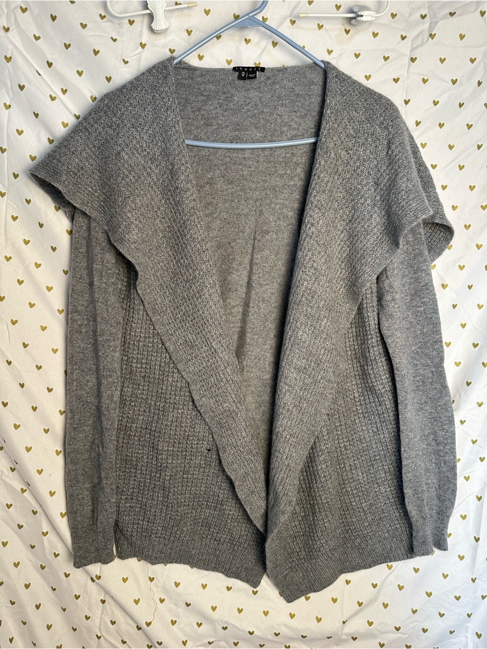 100% Cashmere Theory Grey Open-Front Women’s Sweater Cardigan
